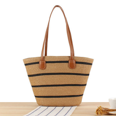 Gros sac à main en paille à tricoter à la main Maroc Sac de plage à l'épaule pour femmes d'été