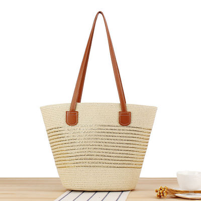 Gros sac à main en paille à tricoter à la main Maroc Sac de plage à l'épaule pour femmes d'été