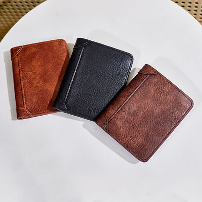 Portefeuille en cuir à grains complets pour homme détachable Bifold Crazy Horse Portefeuille en marron rétro