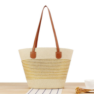 Gros sac à main en paille à tricoter à la main Maroc Sac de plage à l'épaule pour femmes d'été