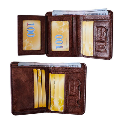 Portefeuille en cuir à grains complets pour homme détachable Bifold Crazy Horse Portefeuille en marron rétro