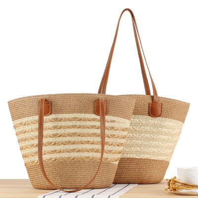 Gros sac à main en paille à tricoter à la main Maroc Sac de plage à l'épaule pour femmes d'été