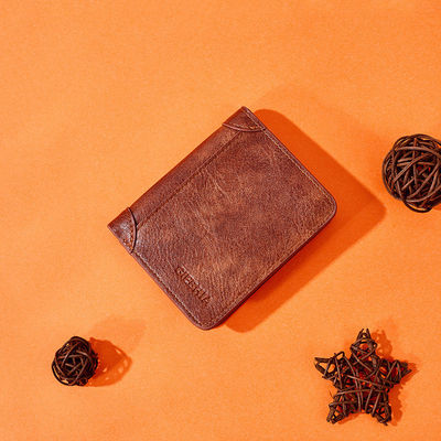 Portefeuille en cuir à grains complets pour homme détachable Bifold Crazy Horse Portefeuille en marron rétro