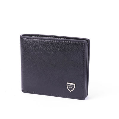 Bifold pour homme Crazy Horse Portefeuille en cuir réel avec 2 fenêtres à ID en cuir à grains entiers