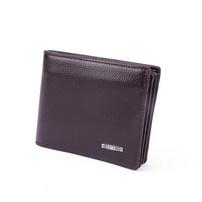 Bifold pour homme Crazy Horse Portefeuille en cuir réel avec 2 fenêtres à ID en cuir à grains entiers