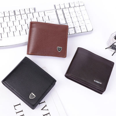 Bifold pour homme Crazy Horse Portefeuille en cuir réel avec 2 fenêtres à ID en cuir à grains entiers
