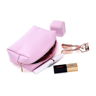 Sac cosmétique de maquillage non tissé Fermeture à glissière durable Sacoche lavable Eco Friendly Pink OEM/ODM