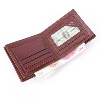 Bifold pour homme Crazy Horse Portefeuille en cuir réel avec 2 fenêtres à ID en cuir à grains entiers