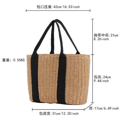 Sac à main en paille de grande capacité