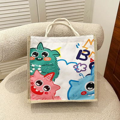 2024 Sac à épaule personnalisé pour enfants dessin animé pour plage loisirs Voyage sac à main en toile