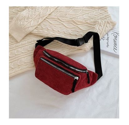 Acceptable OEM/ODM Femmes sacs de taille pour les sports de plein air Gymnase de course Fanny Pack Corduroy