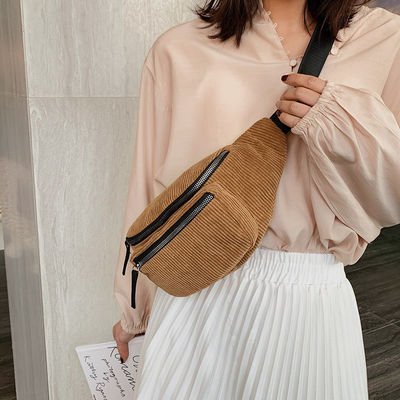 Acceptable OEM/ODM Femmes sacs de taille pour les sports de plein air Gymnase de course Fanny Pack Corduroy
