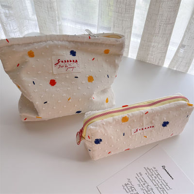Sac de maquillage en cuir de vache personnalisé imprimé Portatif sac à main pour femmes Poche cosmétique
