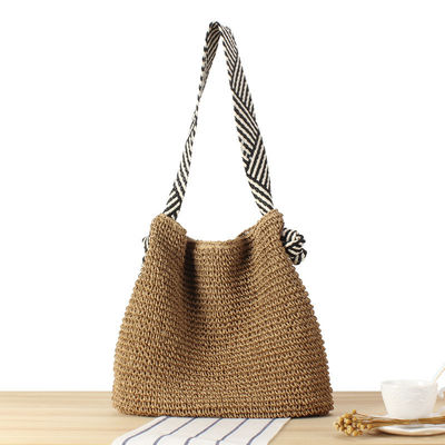 Sac à épaule à tresses de paille de style coréen pour femmes, ceinture en noeud de plage, vacances d'été