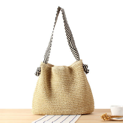 Sac à épaule à tresses de paille de style coréen pour femmes, ceinture en noeud de plage, vacances d'été