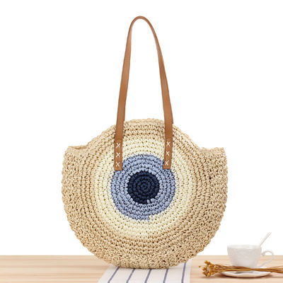 été demi-ronde style ethnique selle paille tissée plage sac en rotin fait à la main pour unisexe