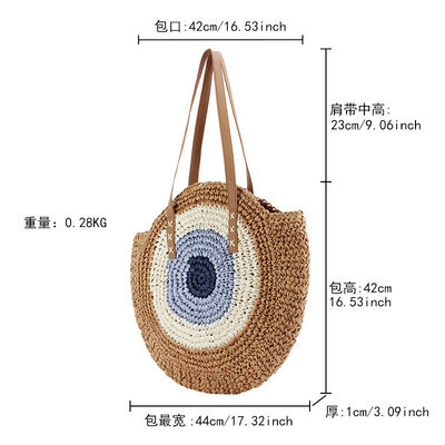 été demi-ronde style ethnique selle paille tissée plage sac en rotin fait à la main pour unisexe