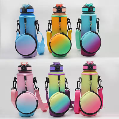 Cooler à bouteille d'eau en néoprène personnalisé avec épaule réglable et poche