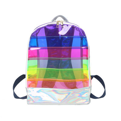 Un sac à dos en PVC transparent et élégant pour femme avec des rayures de gelée.