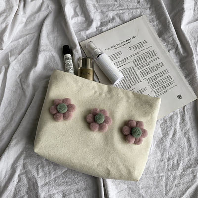 Petit sac de maquillage cosmétique à fermeture à glissière en coton avec logo pour couleur personnalisée