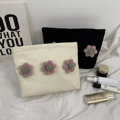 Petit sac de maquillage cosmétique à fermeture à glissière en coton avec logo pour couleur personnalisée