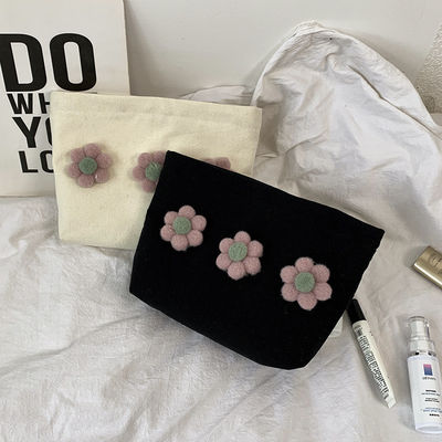Petit sac de maquillage cosmétique à fermeture à glissière en coton avec logo pour couleur personnalisée