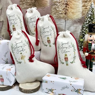 Sacs de Noël à la sublimation Sacs à cordes avec revêtement en polyester