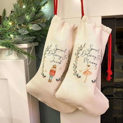 Sacs de Noël à la sublimation Sacs à cordes avec revêtement en polyester