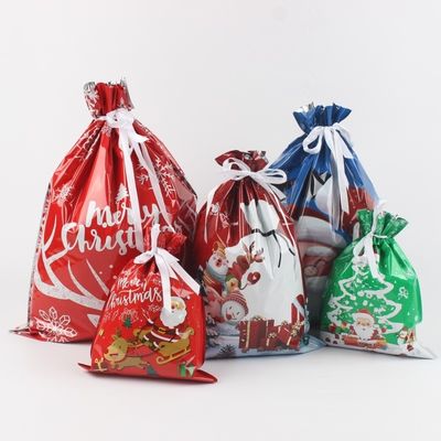 Matériaux recyclés Impression numérique personnalisée Foil plastique sac d'emballage cadeau de Noël