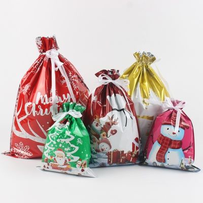 Matériaux recyclés Impression numérique personnalisée Foil plastique sac d'emballage cadeau de Noël