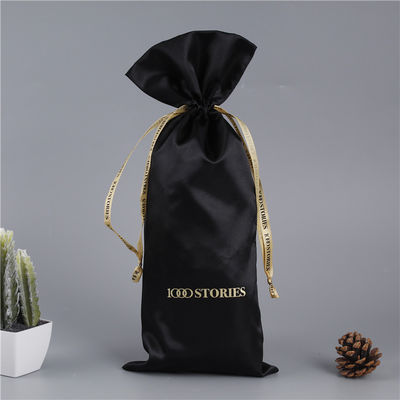 Sac à cordes en satin à logo personnalisé pour le stockage de perruques de cheveux et le grand emballage cadeau en soie