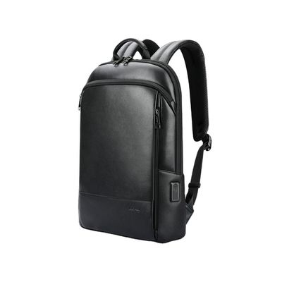Sac à dos en cuir pour ordinateur portable de grande capacité pour hommes avec port de charge USB anti-vol