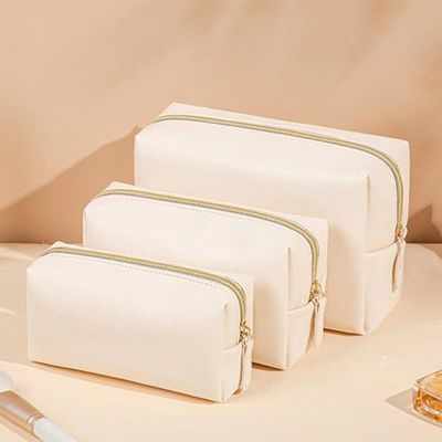 Fermeture à fermeture à glissière Sac de toilette en cuir végétalien en couleur personnalisée pour les voyages et les cosmétiques