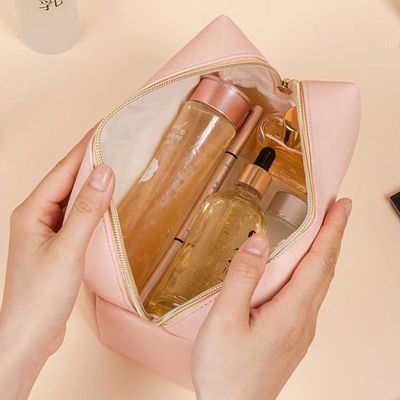 Fermeture à fermeture à glissière Sac de toilette en cuir végétalien en couleur personnalisée pour les voyages et les cosmétiques