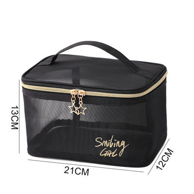 Fermeture à fermeture à glissière outils de maquillage en maille noire organisateur de beauté sac cosmétique pour les amateurs de beauté