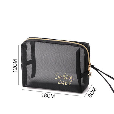 Fermeture à fermeture à glissière outils de maquillage en maille noire organisateur de beauté sac cosmétique pour les amateurs de beauté