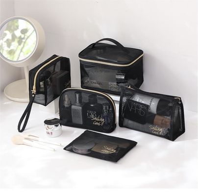 Fermeture à fermeture à glissière outils de maquillage en maille noire organisateur de beauté sac cosmétique pour les amateurs de beauté