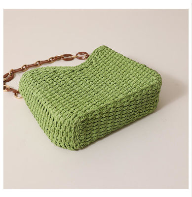 2024 Petit sac de paille pourpre fraîche tissé à la main pour la plage
