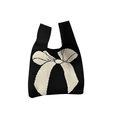Conception de sac à main personnalisé en tissu de coton organique tricoté avec nœud à arc écologique
