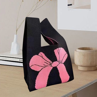 Conception de sac à main personnalisé en tissu de coton organique tricoté avec nœud à arc écologique