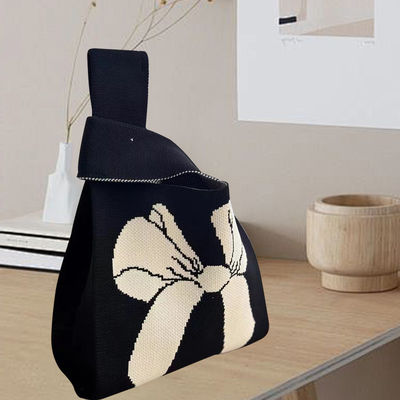 Conception de sac à main personnalisé en tissu de coton organique tricoté avec nœud à arc écologique