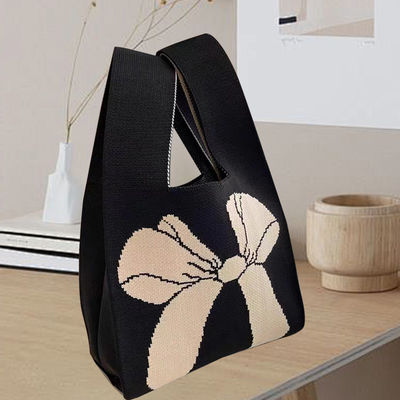 Conception de sac à main personnalisé en tissu de coton organique tricoté avec nœud à arc écologique