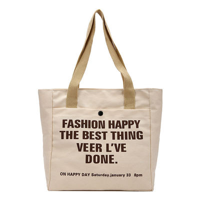 Mode ouverte ou fermée Style d'impression personnalisé Tissu de magasinage Sac à main en coton