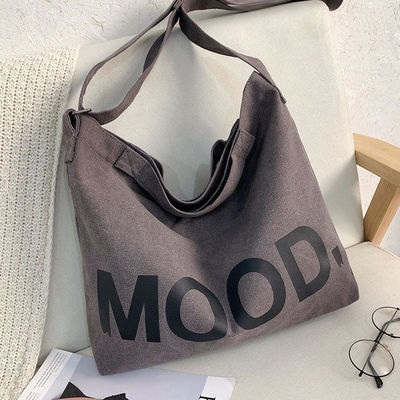 Logo personnalisé Simplicité Sac à main de grande capacité pour femmes avec fermeture à glissière en toile de tissu