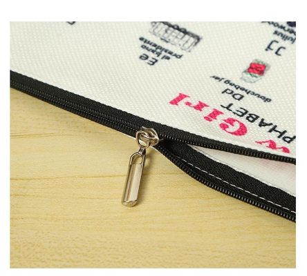 Sacoche à fermeture à glissière pour accessoires cosmétiques à double face en toile de coton écologique