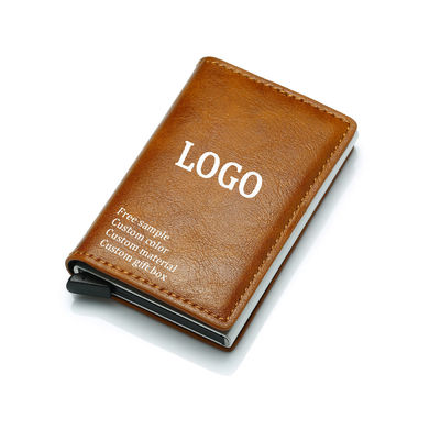 Couleur personnalisée Pop Up PU cuir Blocage de portefeuille métallique automatique en aluminium détenteur de carte de crédit personnalisé