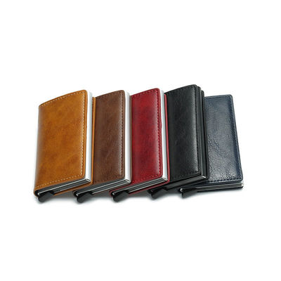 Couleur personnalisée Pop Up PU cuir Blocage de portefeuille métallique automatique en aluminium détenteur de carte de crédit personnalisé
