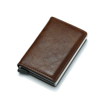Couleur personnalisée Pop Up PU cuir Blocage de portefeuille métallique automatique en aluminium détenteur de carte de crédit personnalisé