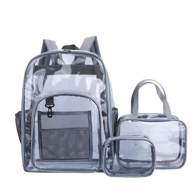 Le sac à dos le plus récent de la mode en PVC transparent étanche à l'eau Unisexe Sac scolaire 3PCS