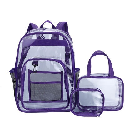 Le sac à dos le plus récent de la mode en PVC transparent étanche à l'eau Unisexe Sac scolaire 3PCS